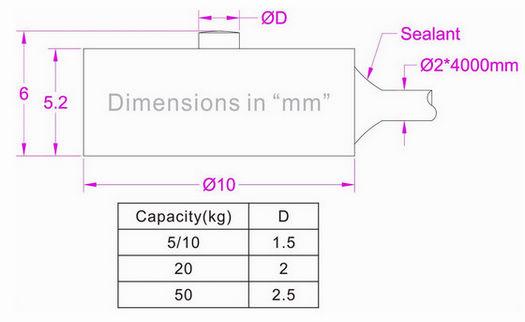 transductor subminiature 500N 200N 100N 50N de la compresión
